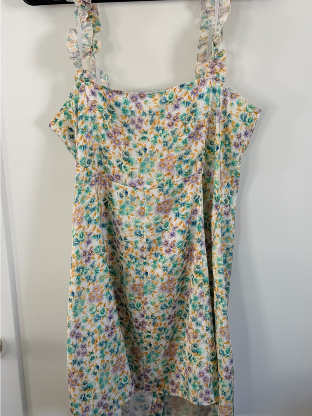 Zara Floral Button-Front Sundress in Green & Purple size L - Picture 2 of 7